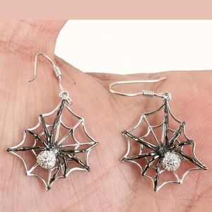 Sterling silver & white sapphire spider earrings